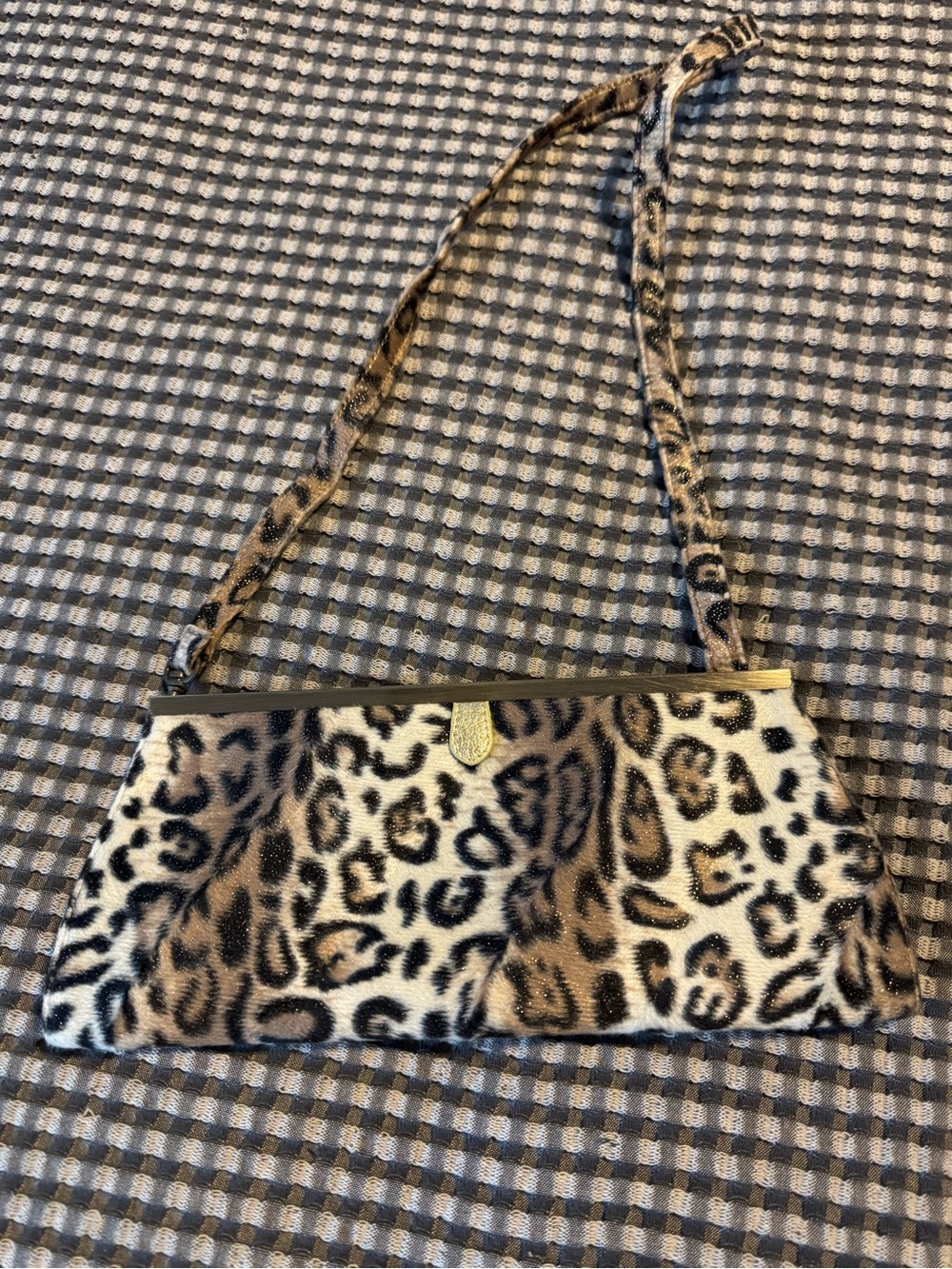Leopard Print Faux Fur Shoulder Bag - Brown